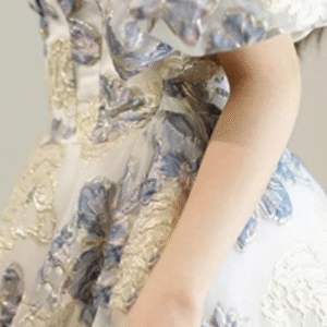 Floral Jacquard Off-Shoulder Evening Gown | Puff Sleeve A-Line Formal Dress